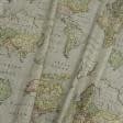 Тканини для яхт і катерів - Тканина з акриловим просоченням Карта світу бежевий