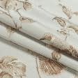Ткани хлопок смесовой - Декоративная ткань Мабелла птицы бежевый фон ракушка