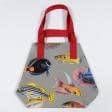 Тканини сумка шопер - Сумка шоппер Риби кольорові / фон беж 50х50 см
