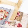 Ткани готовые изделия - Сумка шоппер Новогодние открытки, фон беж   50х50