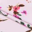 Тканини для суконь - Крепдешин квіти на рожевому