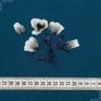 Тканини для суконь - Платтяний твіл принт біло-сірі квіти на темній морській хвилі