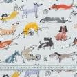 Ткани для римских штор - Декоративная ткань лонета Цветные собачки мультиколор