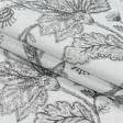 Тканини портьєрні тканини - Декоративна тканина панама Хані/HANY квіти фон білий