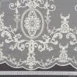 Тканини весільна тканина - Тюль сітка вишивка Тесія купон колір молочний  (купон)