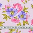 Ткани для полотенец - Ткань полотенечная вафельная набивная цветы розовый