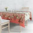 Тканини для римських штор - Декоративна новорічна тканина лонета Пуансетія клітинка купон крем