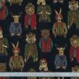 Тканини портьєрні тканини - Жакард Енімалс звірятка кольорові фон чорний