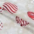 Ткани для портьер - Декоративная новогодняя ткань NATAL / снежинки шары,св. беж