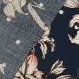 Тканини для блузок - Платтяна тенсел квіти, горох на темно-синьому