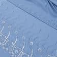 Тканини для суконь - Батист купон з вишивкою рішельє темно-блакитний