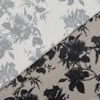 Ткани для платьев - Плательная флош принт цветы черный