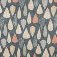Ткани для штор - Декоративная ткань Листья /YADIR  Digital Print т. голубой