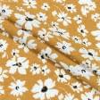 Тканини для спідниць - Платтяна Гала білі квіти на жовтому