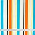 Тканини портьєрні тканини - Декоративна тканина панама Папілон смуга оранжева, блакитна