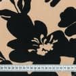 Тканини для суконь - Штапель Фалма принт чорні квіти на темно-бежевому