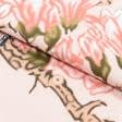 Тканини бавовняні сумішеві - Бязь набивна голд MG магнолія/птахи персиковий