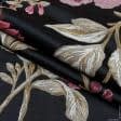 Тканини портьєрні тканини - Декоративна тканина Палмі квіти бордові фон чорний