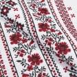 Ткани хлопок - Ткань полотеничная вафельная набивная  орнамент красный