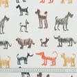 Ткани для декоративных подушек - Декоративная ткань лонета Цветные собачки/TAPI мультиколор