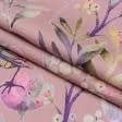 Ткани для римских штор - Декоративная ткань Птичий мир фон розовый