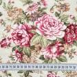 Тканини для римських штор - Декоративна тканина панама Арезо квіти бордовий