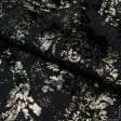 Тканини для штор - Велюр жакард Вільнюс принт фон чорний із золотим напиленням