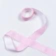 Ткани для украшения и упаковки подарков - Репсовая лента Тера горох мелкий белый, фон розовый 34 мм