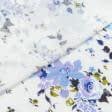 Тканини віскоза, полівіскоза - Штапель Фалма принт бузково-блакитні троянди на молочному