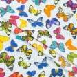 Тканини портьєрні тканини - Декоративна тканина лонета Бабочки / DIGITAL PRINT фон молочний
