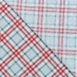 Ткани для декоративных подушек - Новогодняя ткань лонета Клетка серо-красная