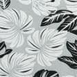 Тканини для костюмів - Костюмний жакард чорно-біле листя на сірому