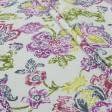 Тканини бавовняні сумішеві - Декоративна тканина панама Індія квіти фуксія,фрез