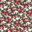 Тканини для римських штор - Декоративна новорічна тканина Різдвяник фон молочный