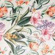 Тканини для декоративних подушок - Велюр принт Терсіопель Латірус квіти фон бежевий