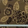 Тканини для декоративних подушок - Декор-гобелен Цветок піона старе золото,коричневий
