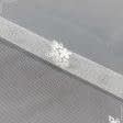 Тканини гардинні тканини - Тюль сітка вишивка Айнура квіти, крем з блиском з фестоном