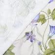 Ткани лен - Лен костюмный принт колокольчики сине-фиолетовый