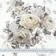 Тканини портьєрні тканини - Декоративна тканина панама Артіко троянди оливка сірий