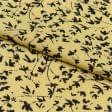 Тканини твіл - Платтяний твіл принт дрібні чорні квіти на жовтому