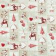 Тканини для декоративних подушок - Декоративна новорічна тканина  сердечка, олені
