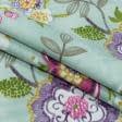 Ткани для дома - Декоративная ткань панама Хеви цветы,фон лазурь