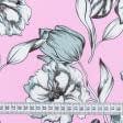 Тканини для суконь - Штапель Фалма принт квіти на рожевому
