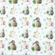 Тканини портьєрні тканини - Декоративна тканина великодні кролики / фон білий