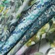 Тканини для одягу - Батист sifflet принт купон орнамент квіти фіолетовий/м'ятний
