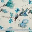 Ткани для экстерьера - Декоративный  джут кайнари/kinari  цветы голубой 280см