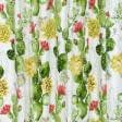 Тканини для штор - Декоративна тканина лонета Квітучі кактуси зелений
