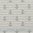 Ткани для штор - Декоративная ткань Якоря морская тематика серый,молочный
