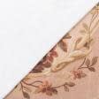 Тканини розпродаж - Декоративна тканина Кареліан квіти фон т.бежевий