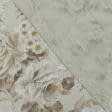 Тканини гардинні тканини - Тюль рогожка Осака квіти бежеві з обважнювачем